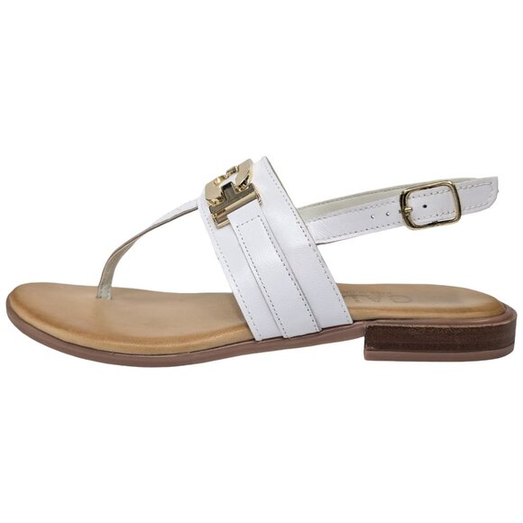 GAIA T Strap Leather Sandals Womens White Made In Italy EU 38 US 7.5 - Picture 4 of 12